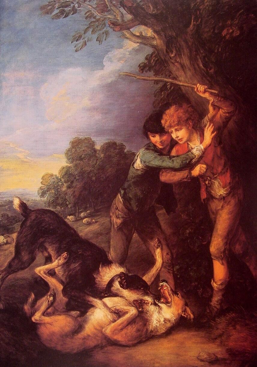 Thomas Gainsborough Shepherd Boys with Dogs Fighting